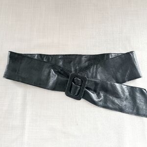 PROMO B2G1F - Black Wide Leather Belt With Large Buckle